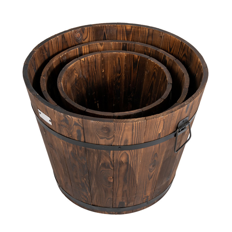 Edalene Wood Barrel Planter