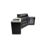 Mont Alpi Mai805-bss45fc 44-inch 6-burner 115000 Btu 45 Degree Black Stainless Steel Gas Outdoor Kitchen Bar Island Grill With Fridge Cabinet + Infrared Side & Rear Burner