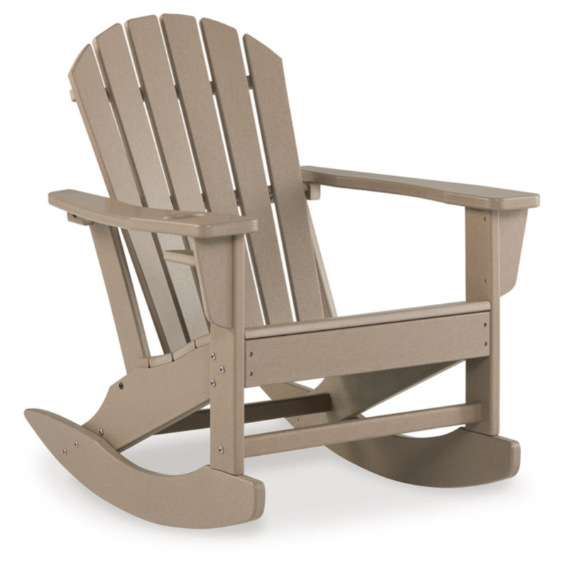 Zaire Plastic Rocking Adirondack Chair, Driftwood