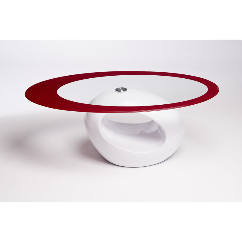 Aleshire Solid Coffee Table with Storage, Red/Clear, White