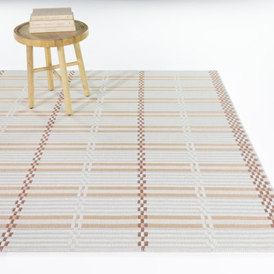 Vesely Coral Scandinavian Grid Indoor/Outdoor Area Rug