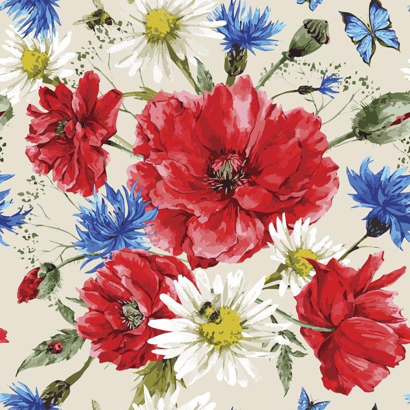 Linfert floral sur toile par Princessmaro, peinture, H 12 po x l 12 po