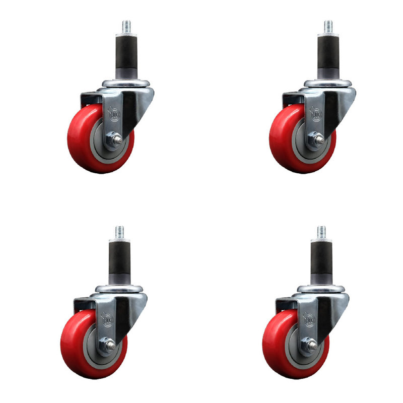 Ensemble de roulettes extensibles en polyuréthane pivotant de 3 pouces 1-1 / 4 pouces