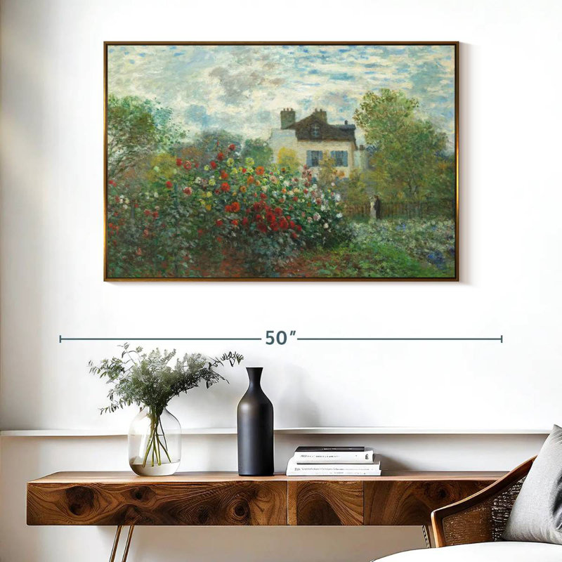Le jardin de Monet à Argenteuil, 1873, Cadre flottant doré, 40 po x 27 po
