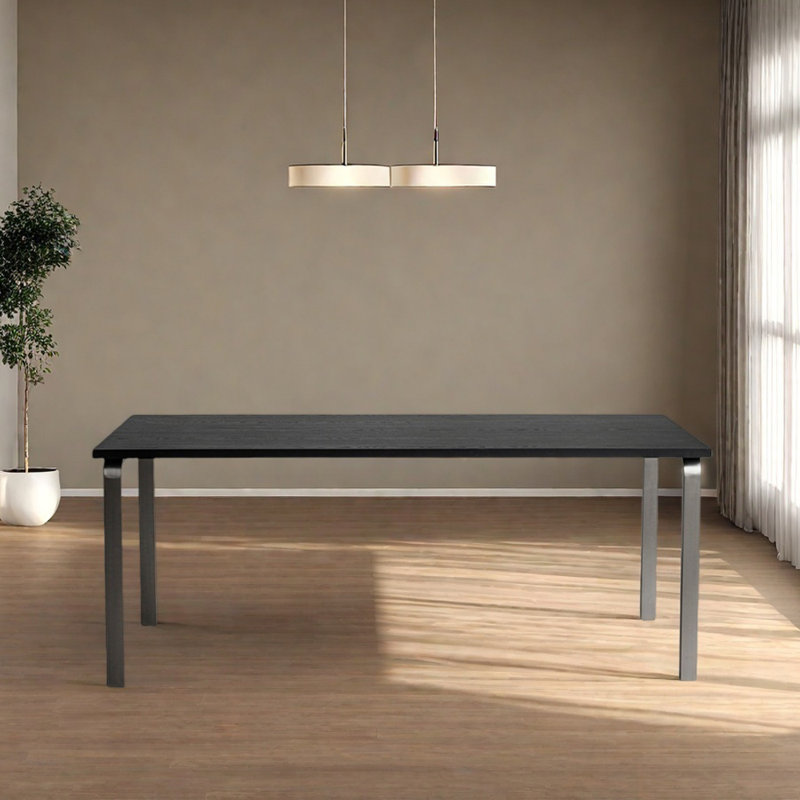 Table multifonctionnelle en bois de frêne et acier inoxydable, H 29,52 po x L 86,61 po x l 31,49 po