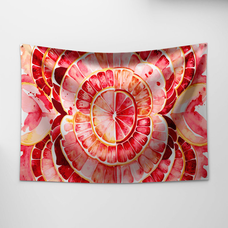 Tapisserie murale fruit pamplemousse rose, 51 po x 60 po