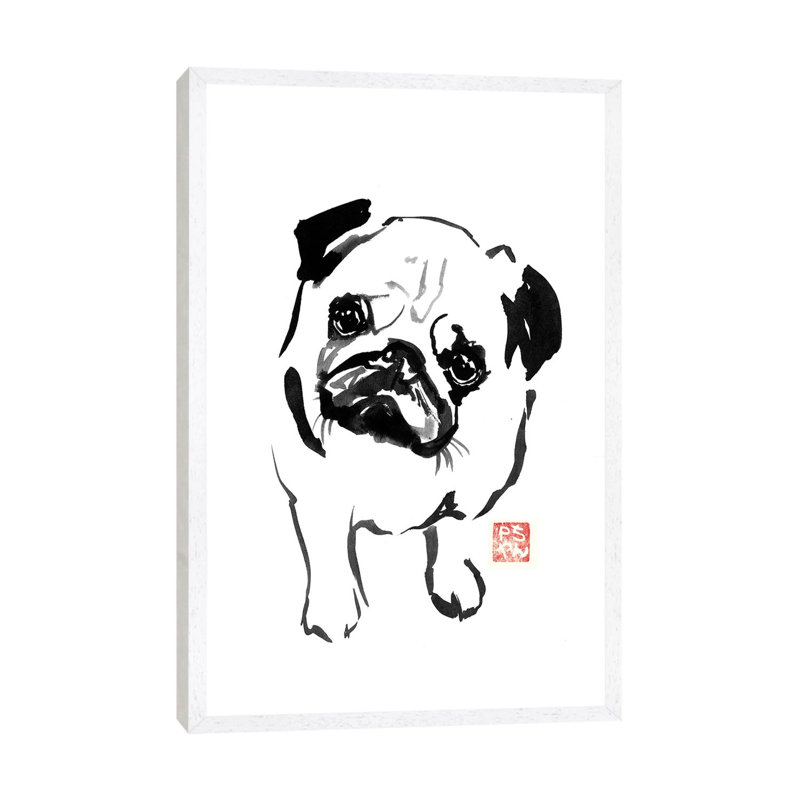 Bulldog I by Péchane - Print on Canvas, 66.04 cm H x 45.72 cm W, White Framed