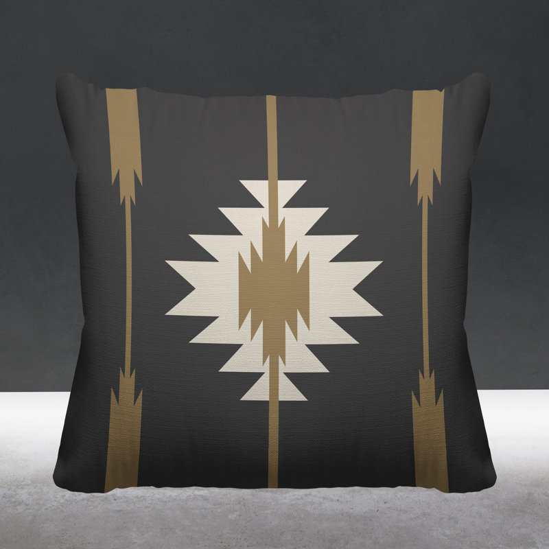 Coussin décoratif intérieur / extérieur Jolon Southwestern, 17 po x 17 po, gris, Carré