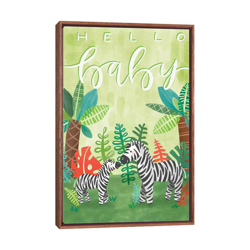 «Jovial Jungle II» par Richelle Garn - impression d'art graphique, H 26 po x l 18 po x 1,5 po, Toile avec cadre brun