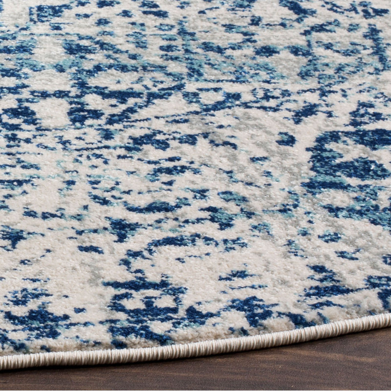 Tapis oriental bleu / ivoire Annette, Rectangle 2 pi 2 po x 4 pi