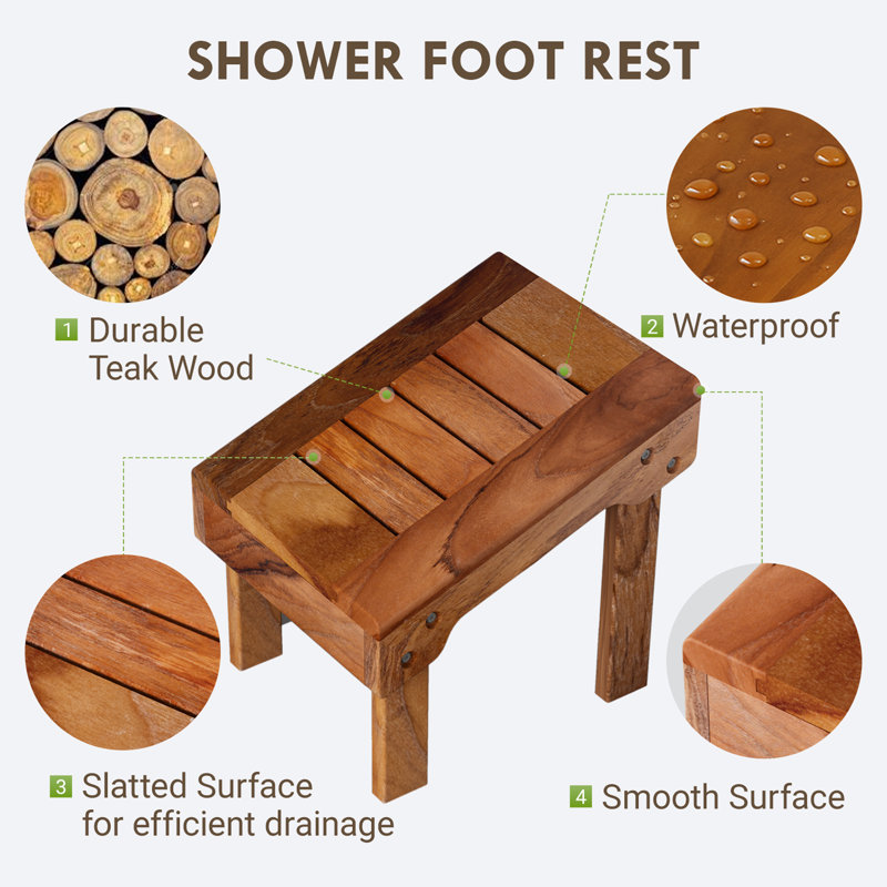 Teak Shower Stool For Shaving Legs