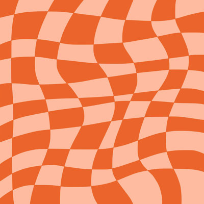 Diago Little Dean Checkered Beige And Orange by NG XHIANG MING - Wrapped Canvas Print