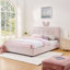 Kids Boucle Fabric Bed with Oversized Rabbit Ear Headboard, LED Lighting & 4 Storage Drawers-91399875