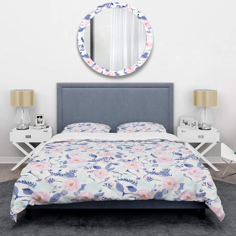 Style de fleurs rétro - ensemble de housse de couette floral - microfibre de polyester
