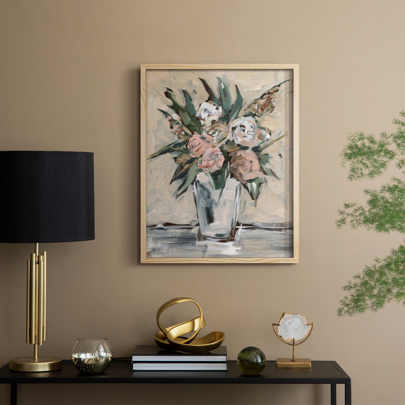 «Neutral & Peach Arrangement I», reproduction encadrée - bois massif, H 21 po x l 17 po, Naturel