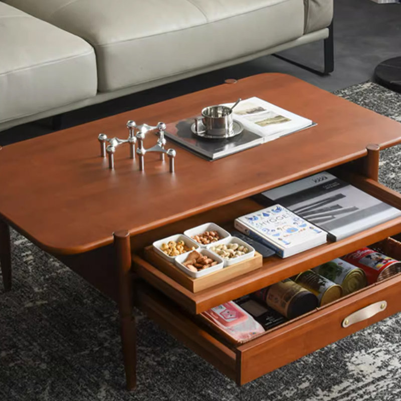 Table basse en bois massif au design rétro