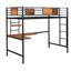 Twin Metal Loft Bed With Desk And Shelve,Black-1077451925