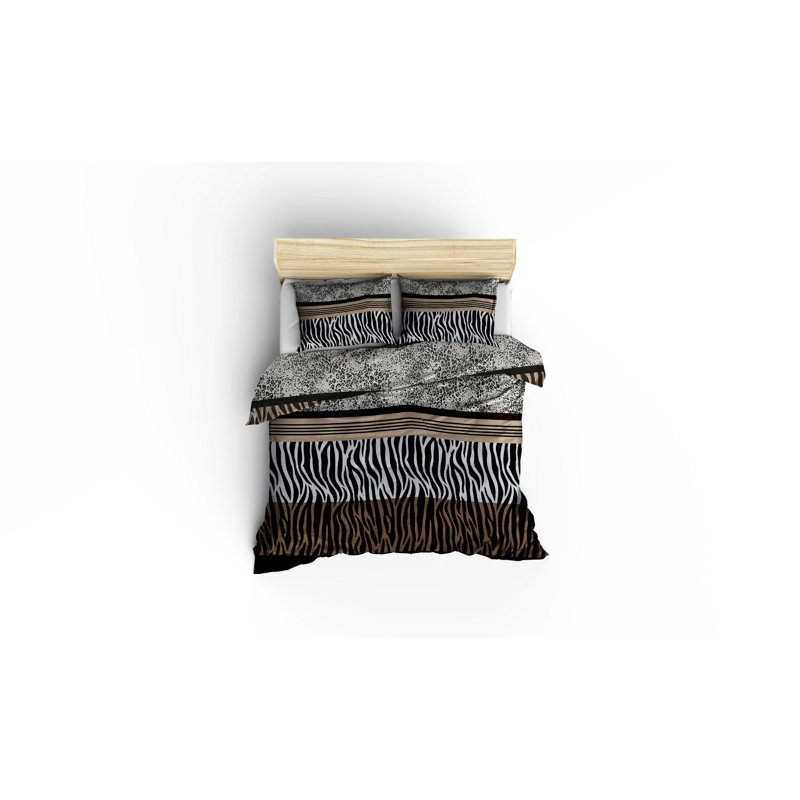 Ensemble de housse de couette en mélange de coton brun Brunello, Housse de couette 94 po x 87 po + 2 taies d'oreill, Brun