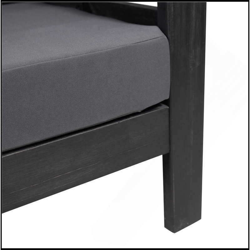 Ensemble de causeuse et table basse en bois d'acacia avec coussins, Gris, Gris