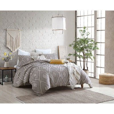 Puyuma 100% Cotton Diamond Clip Jacquard 5-Piece Comforter Set