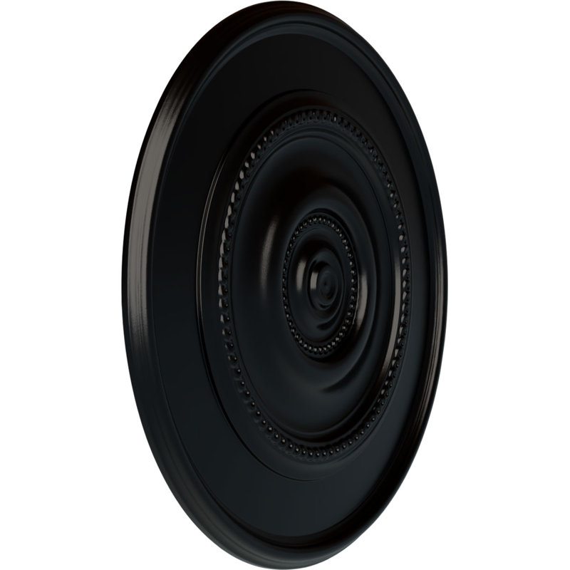 Endurathane Traditional Reece Ceiling Medallion, 24 3/8"OD x 1 1/8"P (Fits Canopies up to 5 7/8"), Hand-Painted Jet Black Finish