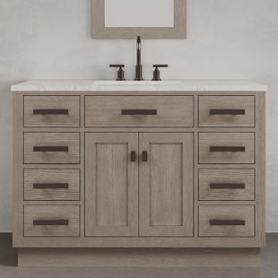 Chestnut 48'' Single Bathroom Vanity with Carrara Marble Top