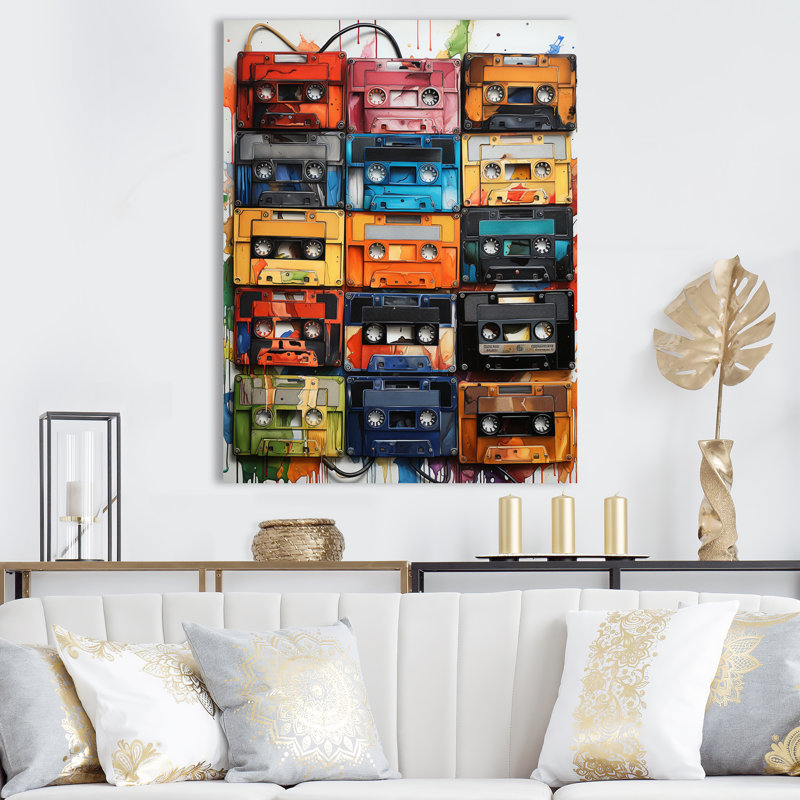 Lejun Cassette Tapes Nostalgic Grooves IV - reproduction sur toile, H 20 po x l 12 po x P 1 po, Toile tendue