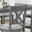 Ensemble de salle à manger en bois massif 7 pièces avec table et 6 chaises rembourrées à dossier en X-1715464208-1715464211