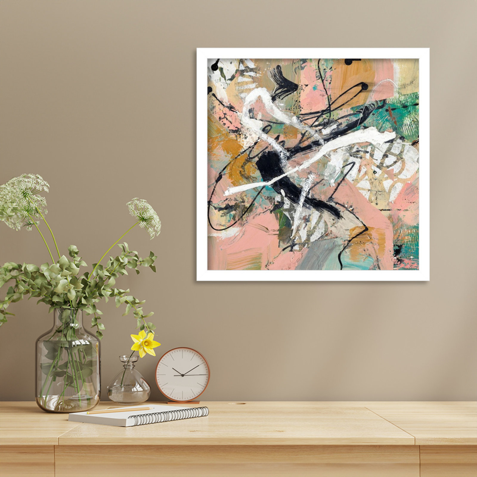 Sutter "Fluid" Print by Suzanne McCourt, 17" H x 17" W, White
