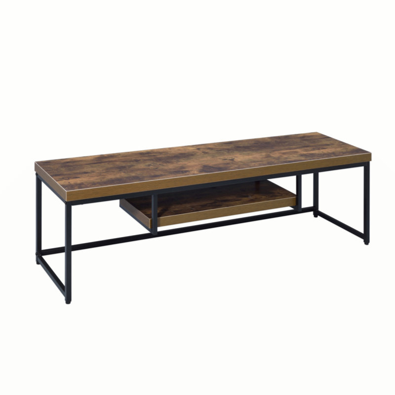 Weathered Oak And Black 1-Shelf TV Stand