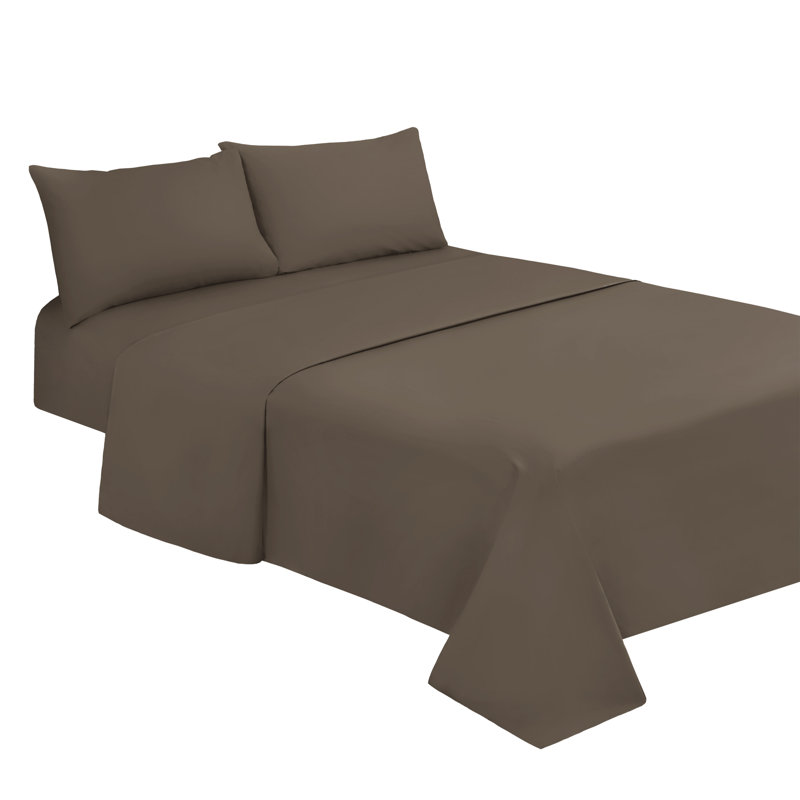 Ensemble de literie à densité de tissage 1200 Spa, Ensemble de draps pour grand lit avec 2 taies d'or, Taupe