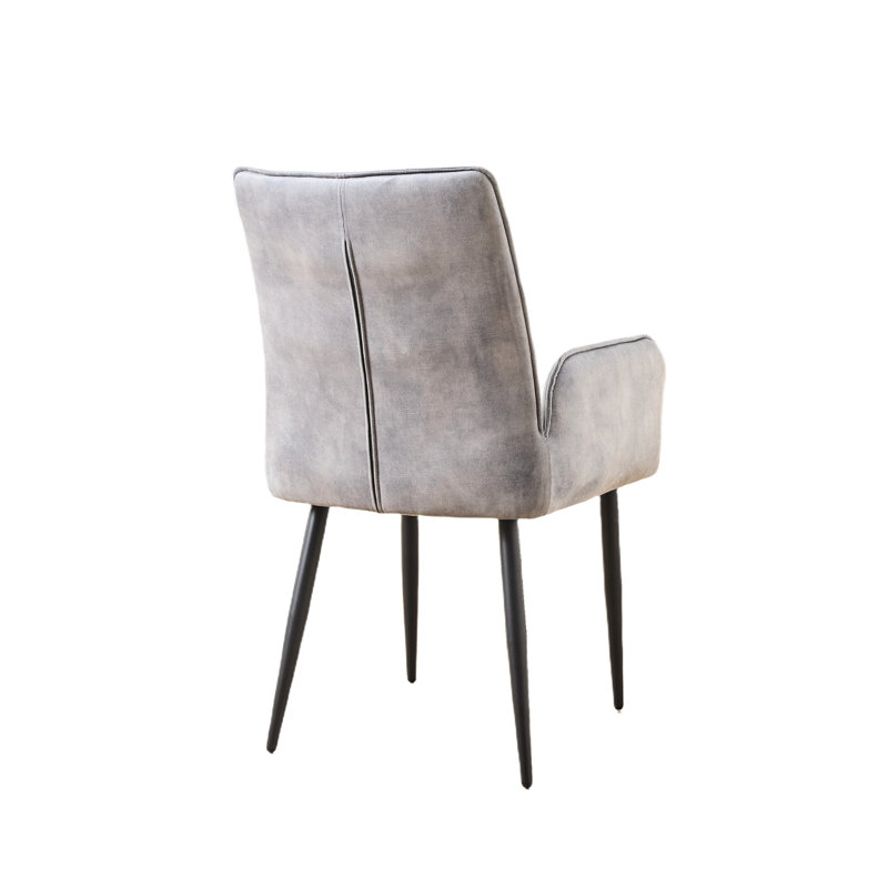 2 chaises de salle à manger en velours gris - pieds fuselés, finition rouille, sièges rembourrés pour le patio