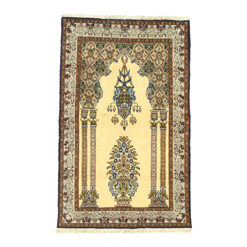 Tapis beige / vert / bleu en laine Kutzenco