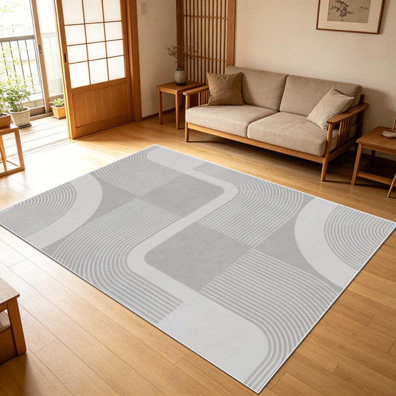 1PC Neutral Geometric Line Art Minimalist Pattern area rugs for Living Room, Soft and Comfortable, Suitable for all seasons, easy-to-maintain, machine washable Indoor floor mat, Under Table Farmhouse suitable for dining table area, bedroom bedside,