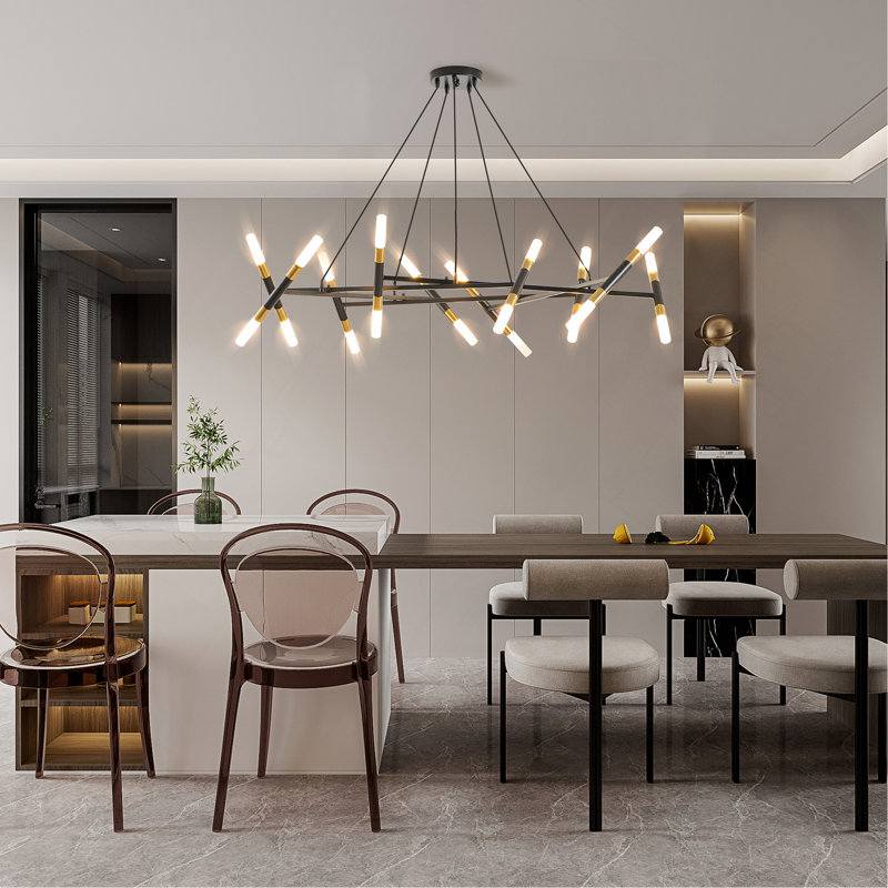 Luminaire lustre 41 po, Noir