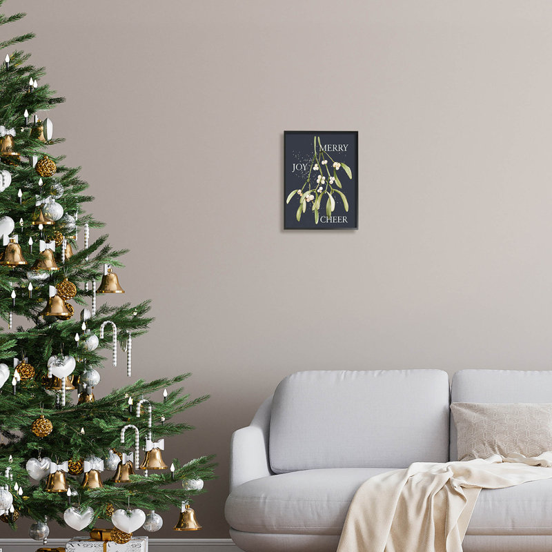 Merry Joy Cheer Holly at-161, Giclée encadrée noir minuit, H 14 po x l 11 po x P 1,5 po
