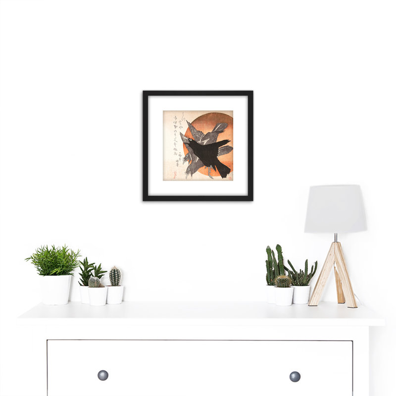 Three Crows Against Rising Sun Japanese by Totoya Hokkei - Single Picture Frame Painting