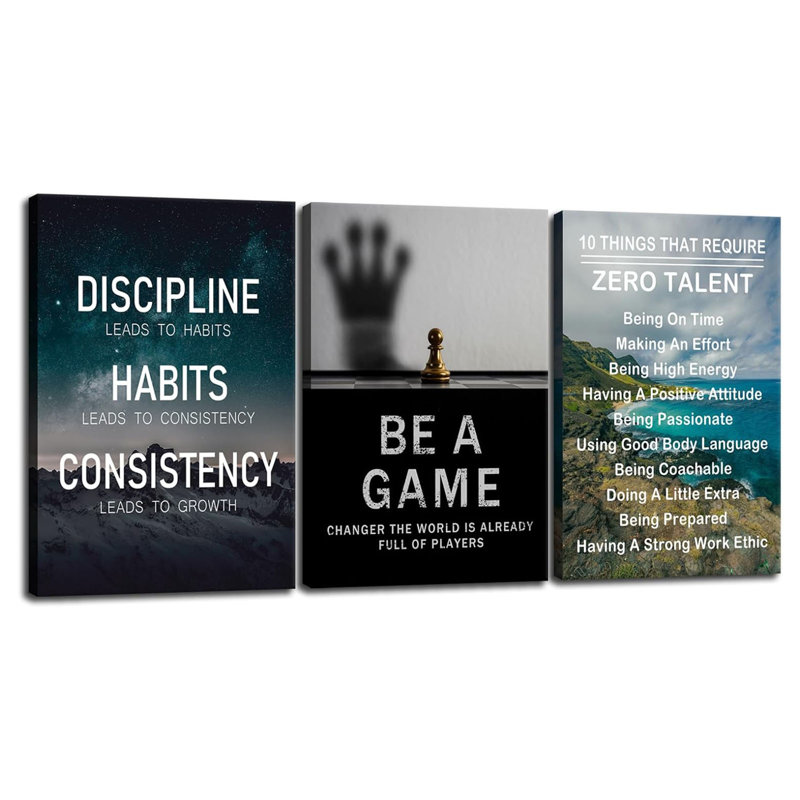 Discipline Habits Consistency Inspirational Wall Art Motivation citation sur toile