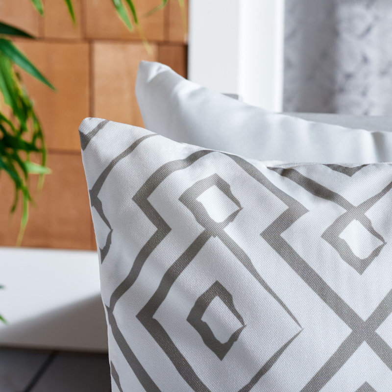 Lansana Geometric Outdoor Reversible Throw Pillow, Gray