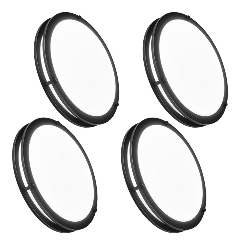4 Pack Selectable LED 2700K, 3000K,3500K, 4000K, 5000K Flush Mount Lighting, Matte Black, 1.8" H x 7.5" W x 7.5" D