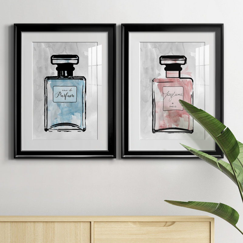 «Blue Wash Perfume», ensemble de 2 reproductions d'art, H 22,5 po x l 61 po x P 1,5 po, H 31,5 po x l 47 po x P 1,5 po, Blanc