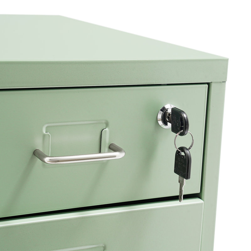 11" 6 Layers Vertical File Cabinet Metal File Cabinet With Lock, Green