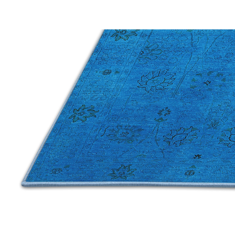 Tapis floral bleu, Tapis de couloir 2 pi x 5 pi