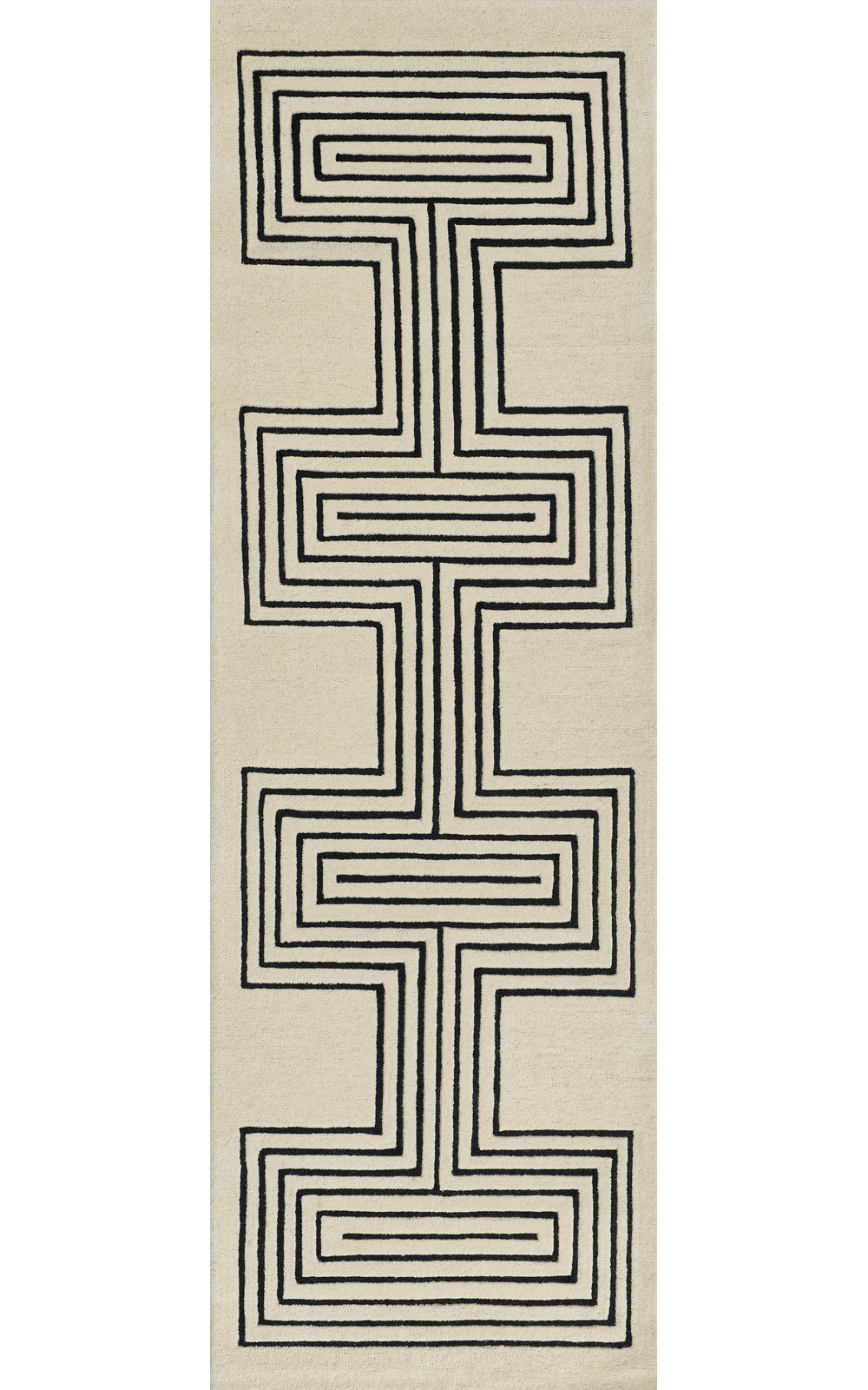 Orlie Copper Hand-Tufted Geometric Wool Rug, Runner 2'6" x 8', Black Beige