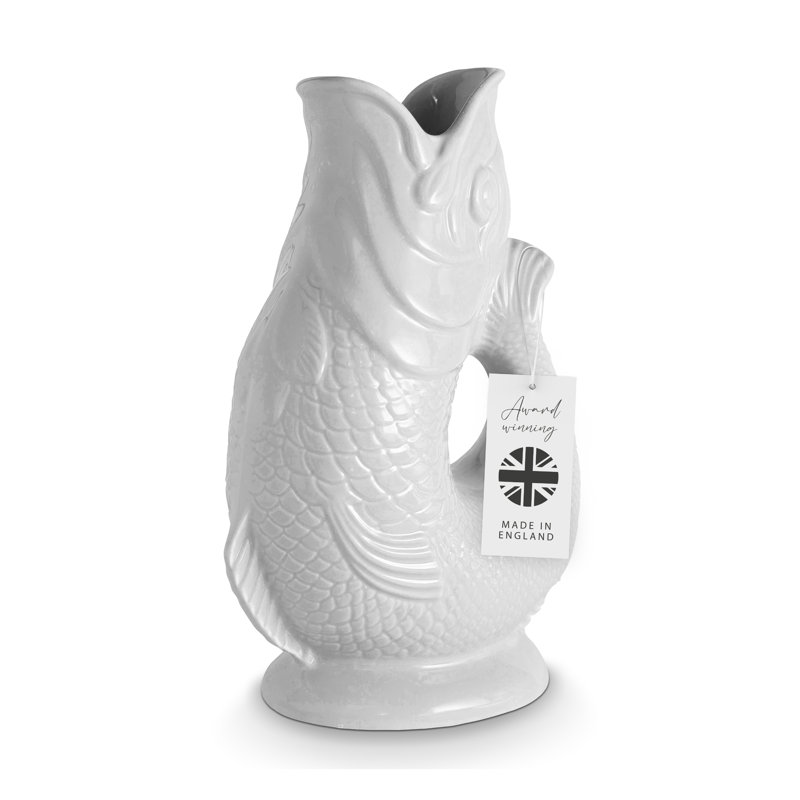  Original Gurgle Jug, Earthenware, Iconic UK Heritage, Made in Stoke-on-Trent, 0.6 L, White