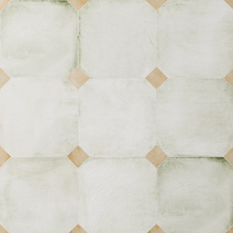 Laverton Octagon W/Taco 7-7/8 In. X 7-7/8 In. Porcelain Floor And Wall Tile, Light Beige/Beige