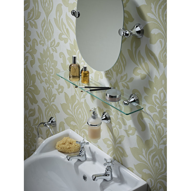 Westminster Wall Mounted Gass Shelf with Chrome Brackets 50cm