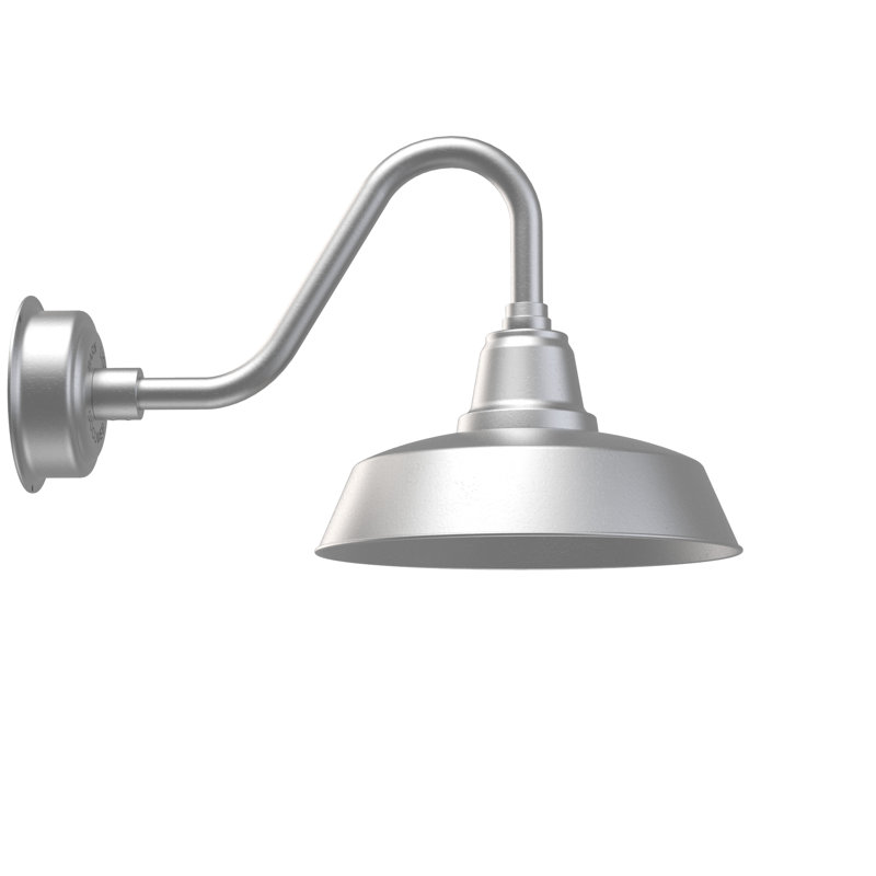 Luminaire de grange d'extérieur Vandervliet, Argent galvanisé, H 14,12 po x l 14 po x p 23,25 po