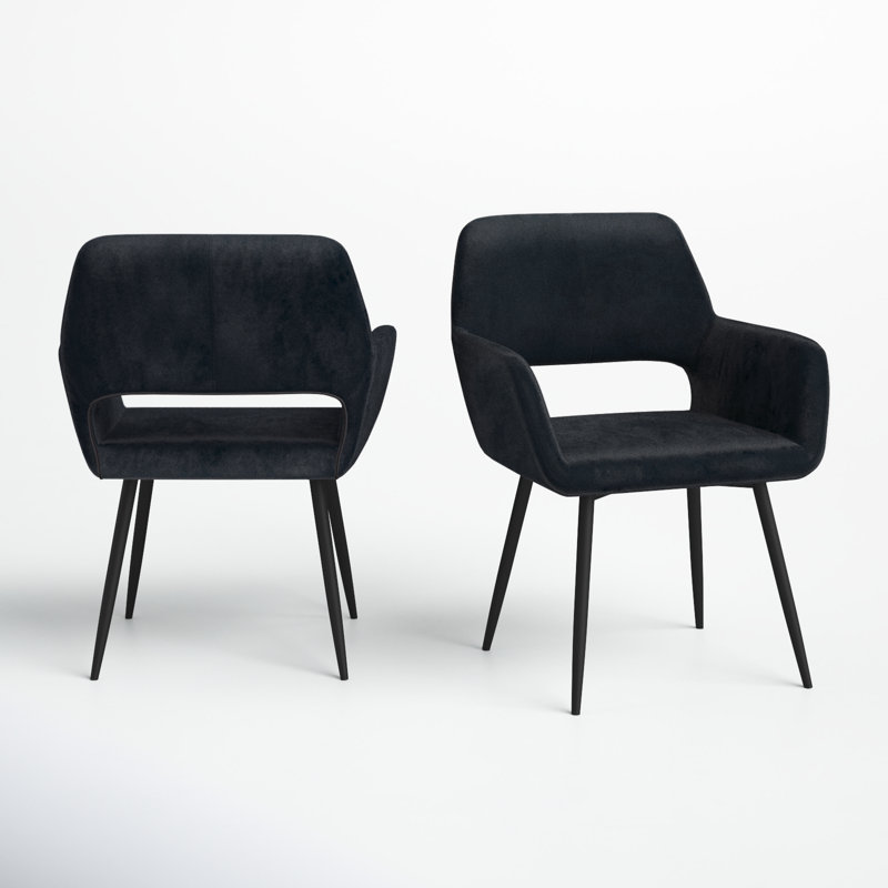 Kristina 17'' H Velvet Upholstered Metal Armchair, Black