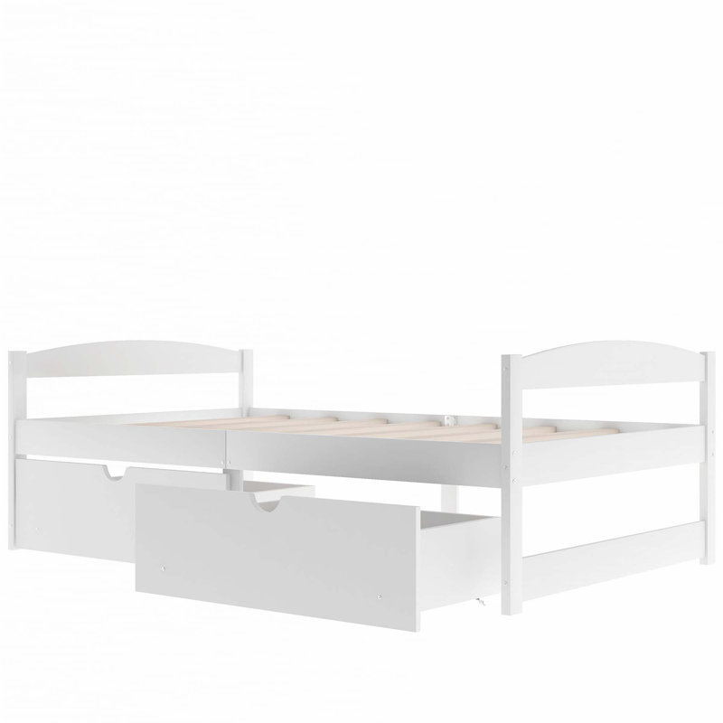 Lit plateforme simple avec deux tiroirs, Blanc